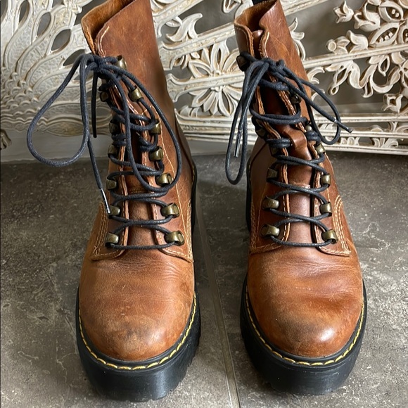 Dr. Martens Brown Leather Leona Boots - Picture 2 of 8